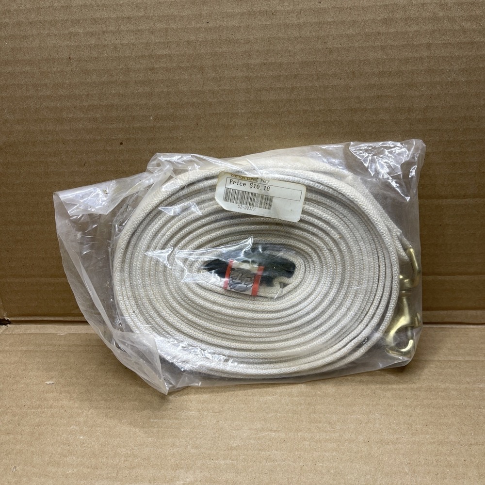 NOS JT International Tough-1 Cotton Lunge Line 25' White Swivel Snap 52-2037